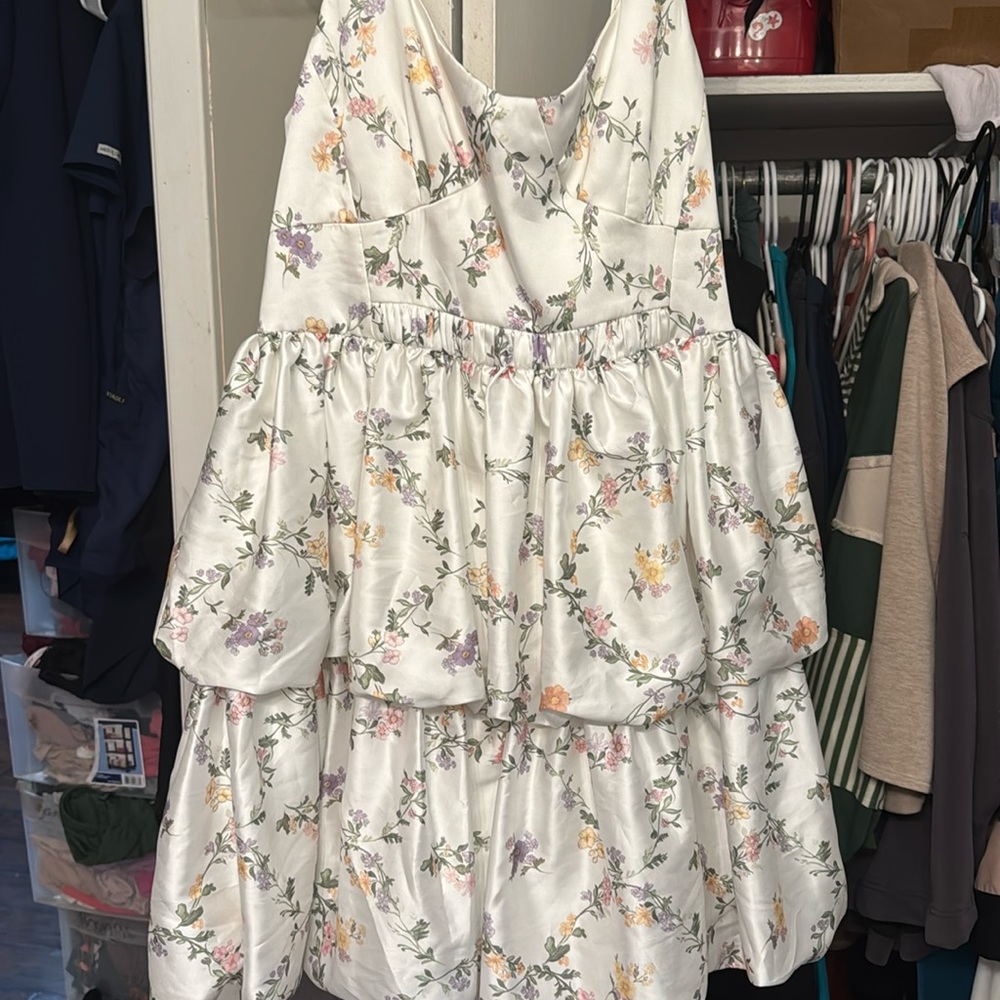 Antonio Melani Size 14 White Sabine Floral Sweetheart Neck Sleeveless Dress. NWT